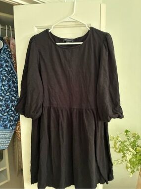 Sanctuary Black Long-Sleeve Puff-Sleeve Dress